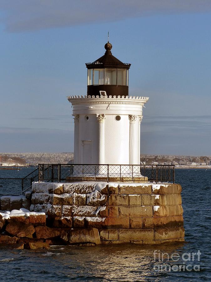 Portland Photograph - Portland Ledge Lighthouse Bug Light Winter High Tide by Christine Stack Portland Photograph - Portland Ledge Lighthouse Bug Light Winter High Tide by Christine Stack