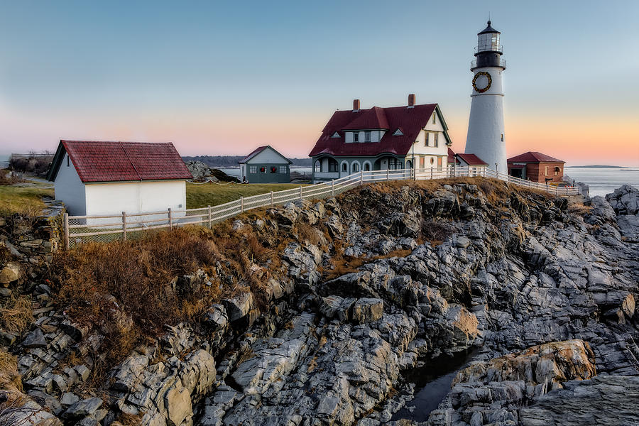 Portland Lighthouse Dawn Photograph by Susan Candelario