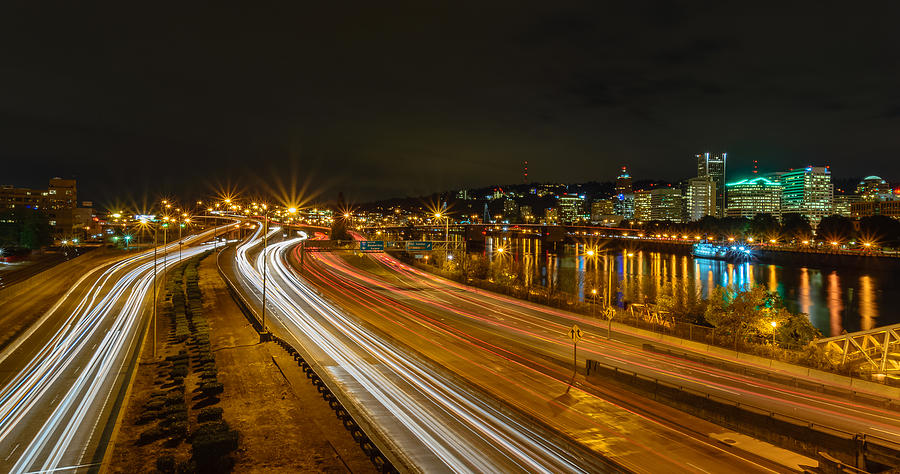 Portland Night Photograph by Mike Ronnebeck