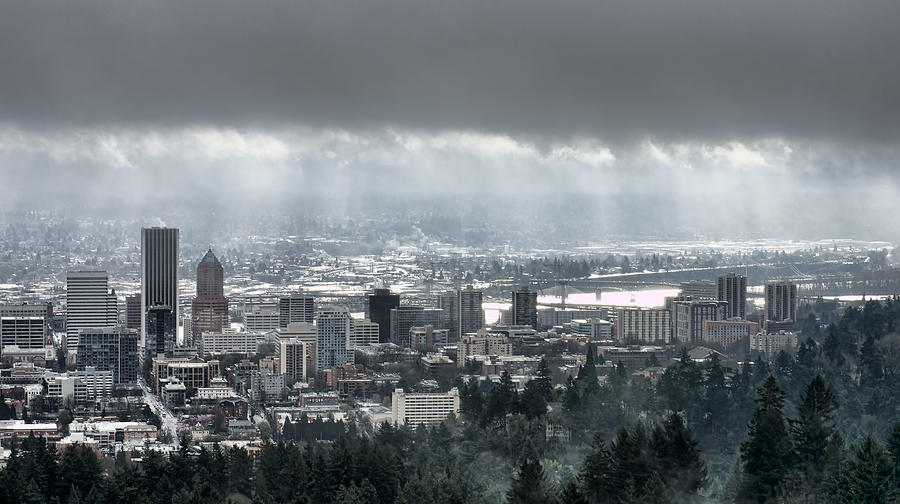 Portland Oregon After a Morning Rain Photograph by Don Schwartz