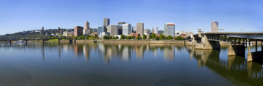 Portland Oregon Downtown Skyline Panorama 3 Photograph by David Gn