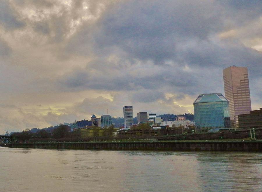 Portland Oregon on a Cloudy Day Photograph by Charles Lucas