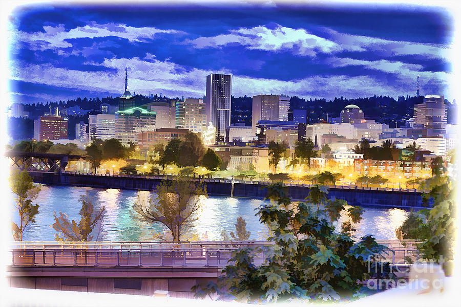 Landscape Digital Art - Portland River by Benny Ventura