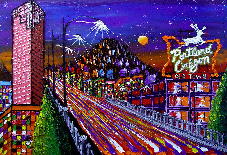 Portland Starry Night #2 Painting by James Dunbar
