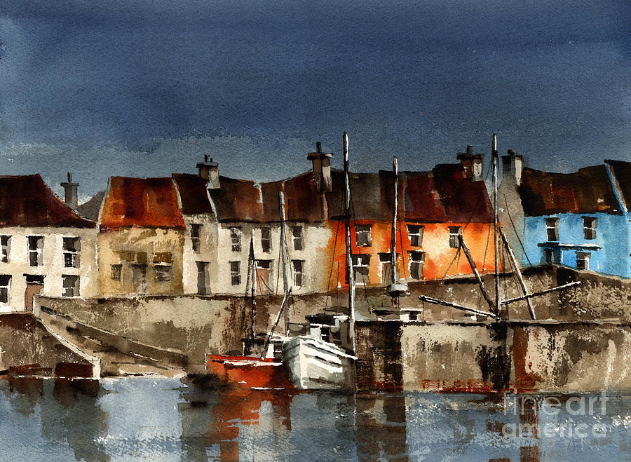 KERRY... Portmagee Harbour Painting by Val Byrne