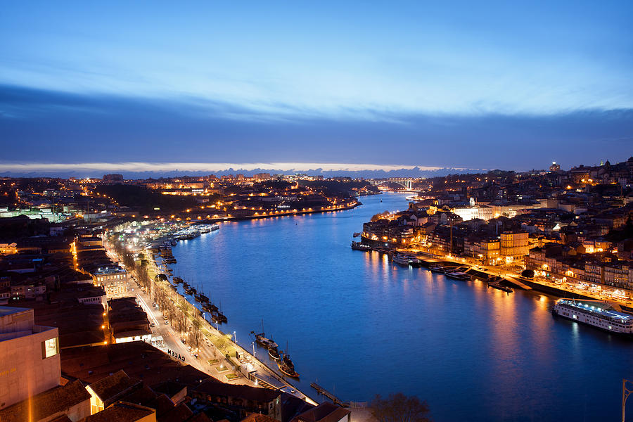 Porto and Gaia at Dusk in Portugal Photograph by Artur Bogacki