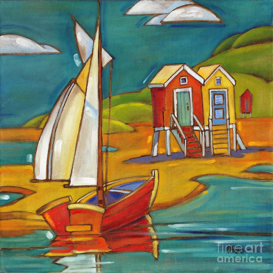 Boat Painting - Portofino Cabanas by Paul Brent