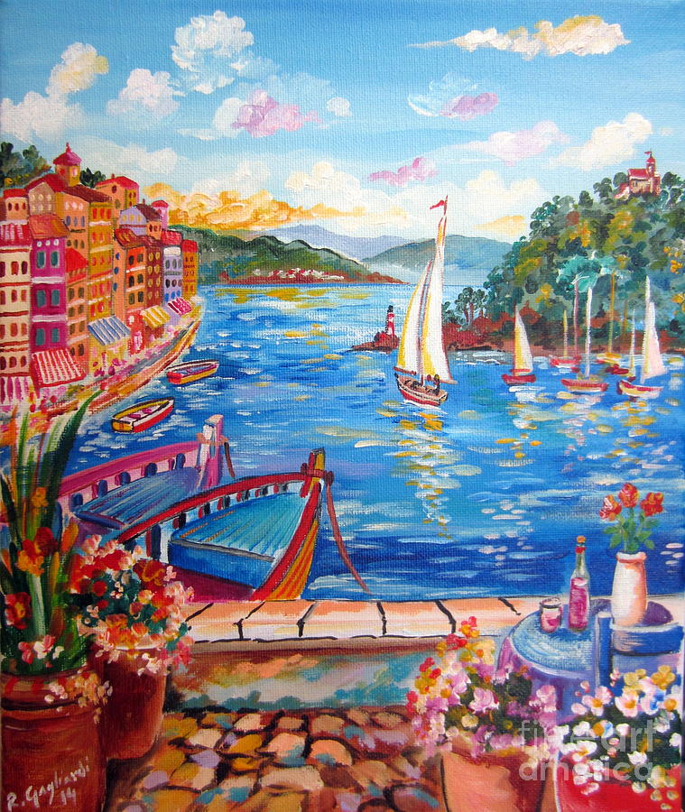 Portofino in Italy Painting by Roberto Gagliardi