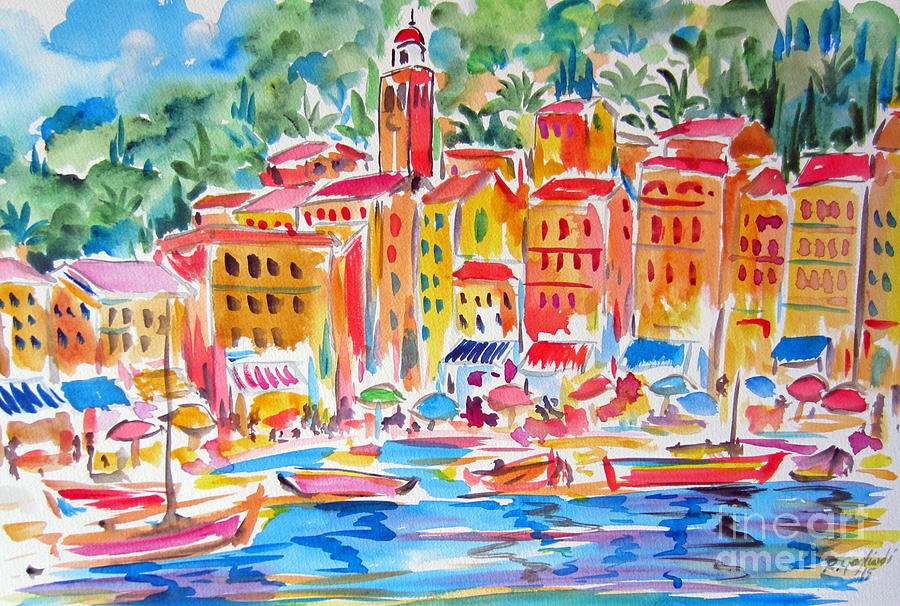 Portofino Water Color Painting by Roberto Gagliardi