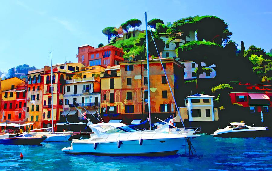 Boat Photograph - Portofino Watercolors by Rochelle Berman