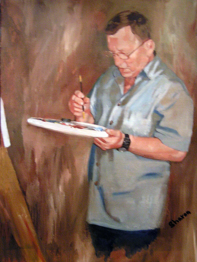 Portrait Painting - Portrait author Sharon Burger by Henryk Gorecki