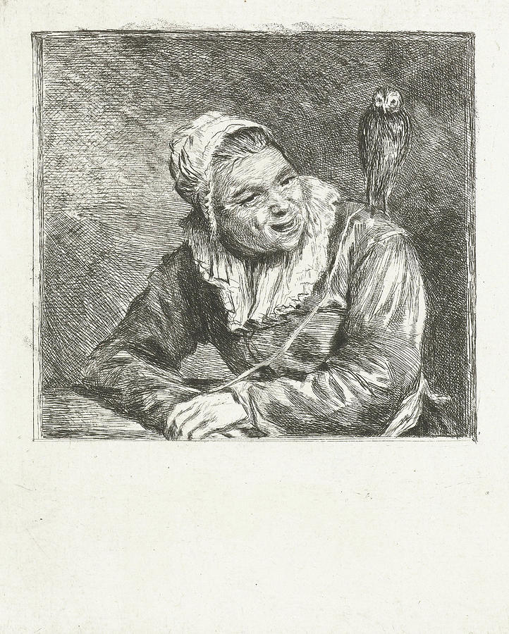Portrait Bust Of A Smiling Old Woman With White Cap Drawing by Louis ...