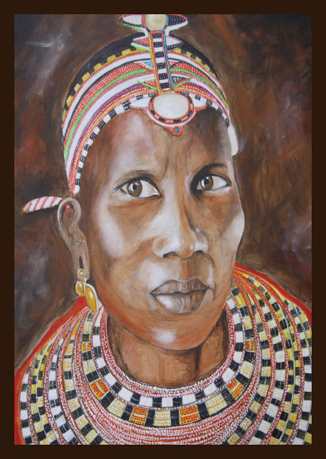 Portrait Masai woman Painting by Annie Lovelass - Fine Art America