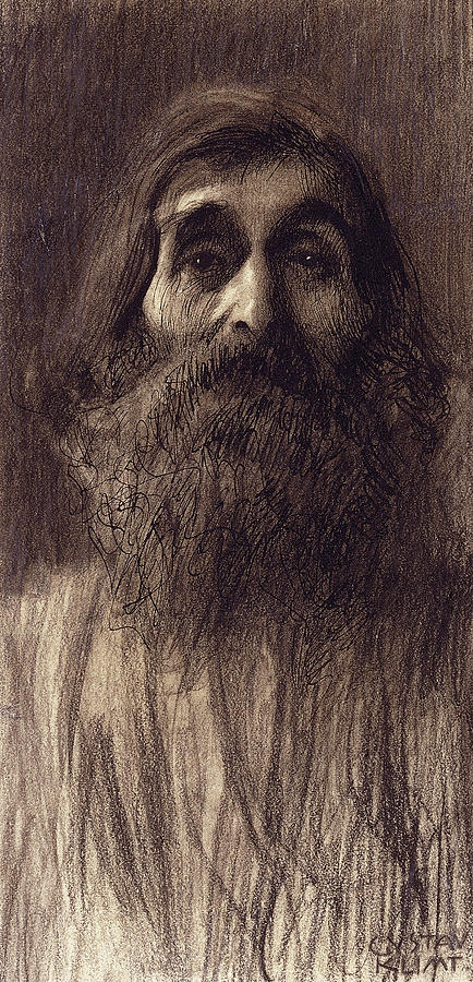 Gustav Klimt Pastel - Portrait of a Bearded Man by Gustav Klimt