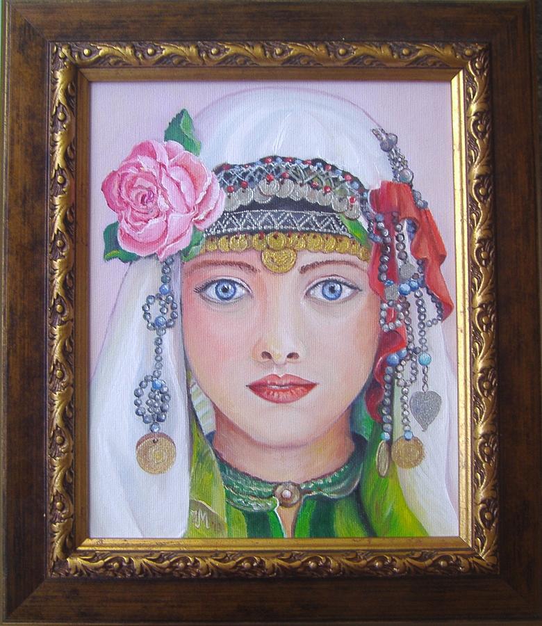Portrait of a Bulgarian girl in national costume Painting by Nina Mitkova