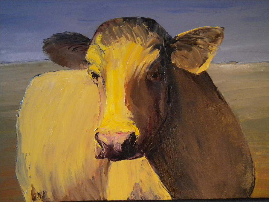Portrait Of A Cow Painting by Carolyn Doe