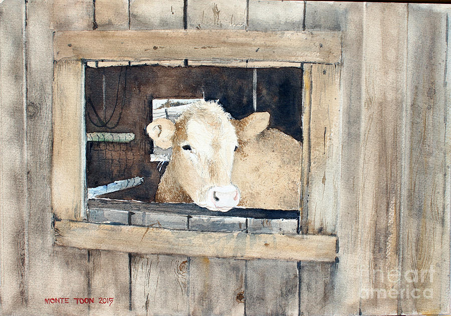 Portrait Of A Cow Painting by Monte Toon