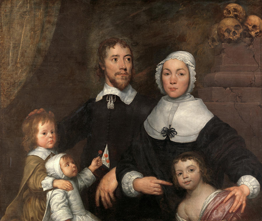 Skull Painting - Portrait Of A Family, Probably That Of Richard Streatfeild by Litz Collection