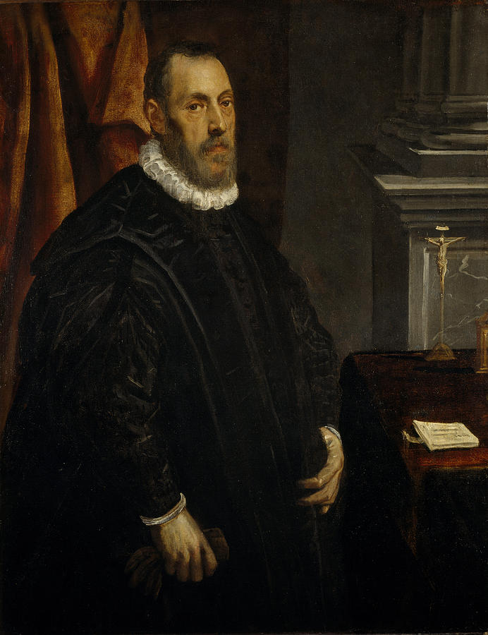 Venetian Photograph - Portrait Of A Gentleman, C.1580 Oil On Canvas by Jacopo Robusti Tintoretto