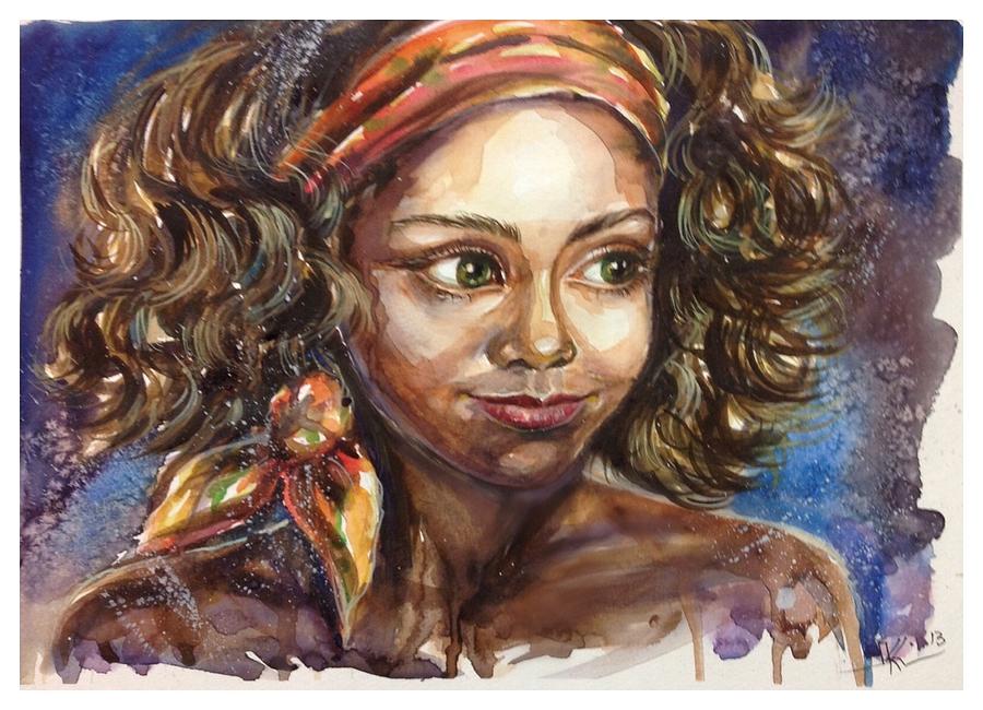 Portrait of a girl Painting by Katerina Kovatcheva