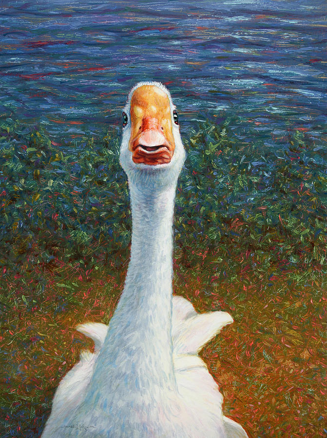 Portrait of a Goose Painting by James W Johnson