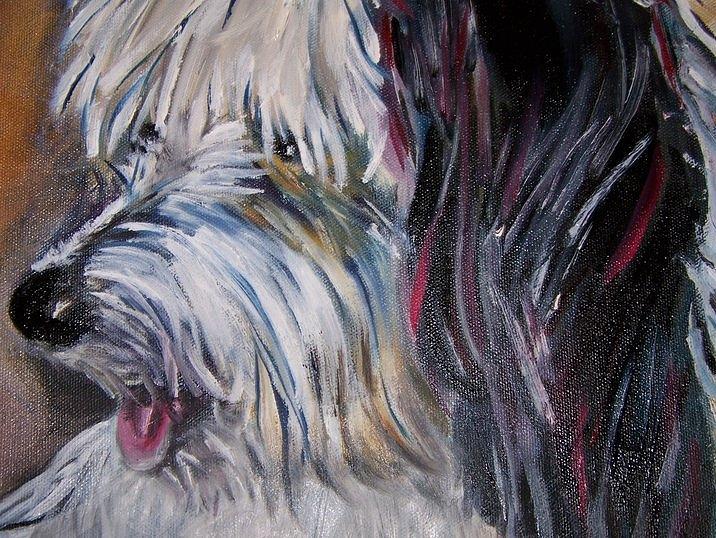 Portrait of a Happy Shaggy Dog Painting by Holly Angelique | Fine Art ...