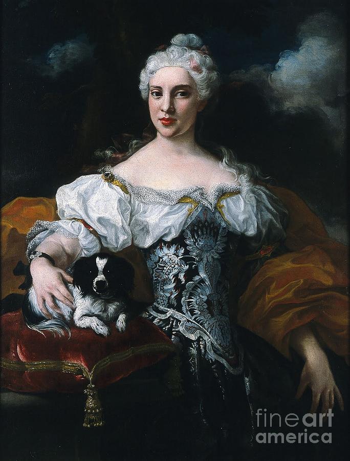 Portrait of a Lady with a Dog Painting by Celestial Images