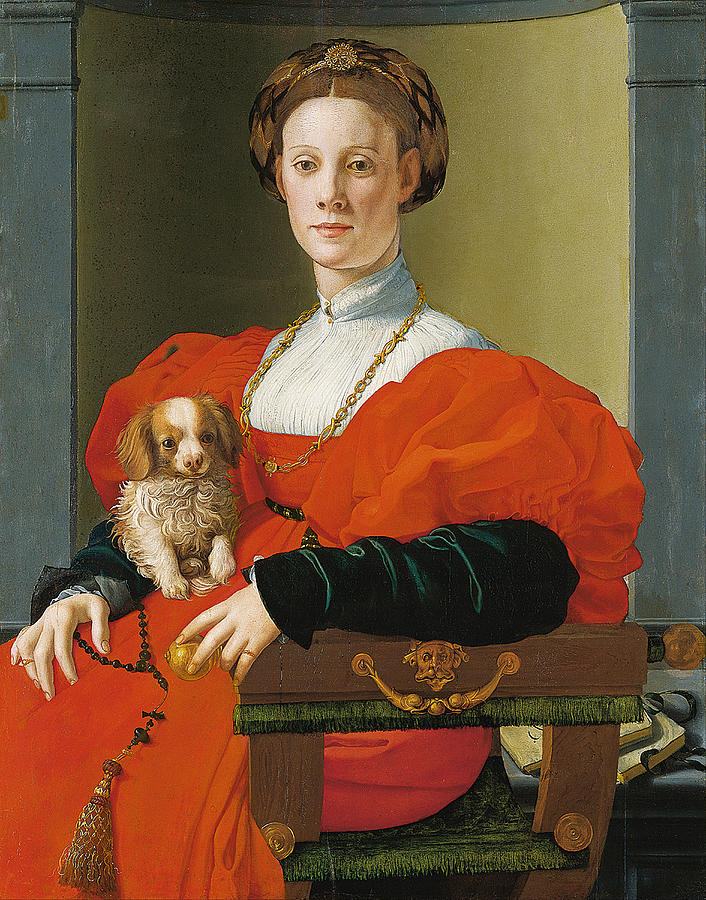 Portrait of a Lady with a Lapdog Painting by Pontormo