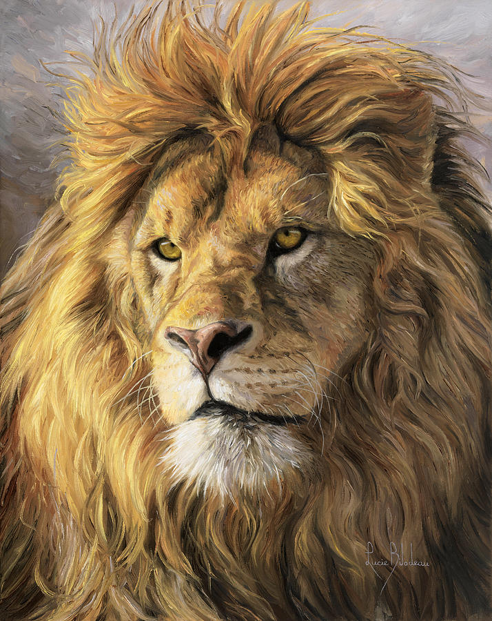 Portrait Of A Lion Painting by Lucie Bilodeau