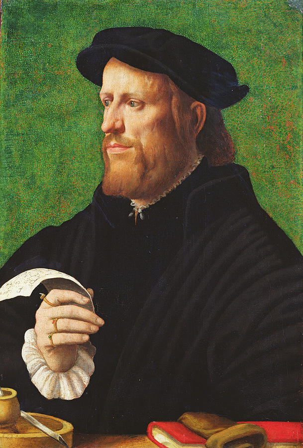 Hat Photograph - Portrait Of A Man, 1575 Oil On Wood by Dutch School