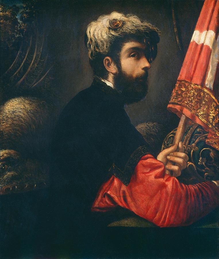 Portrait Painting - Portrait of a Man as Saint George by Tintoretto