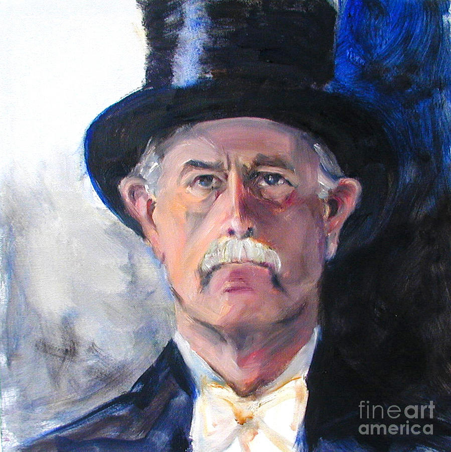 Portrait of a man in top hat Painting by Greta Corens