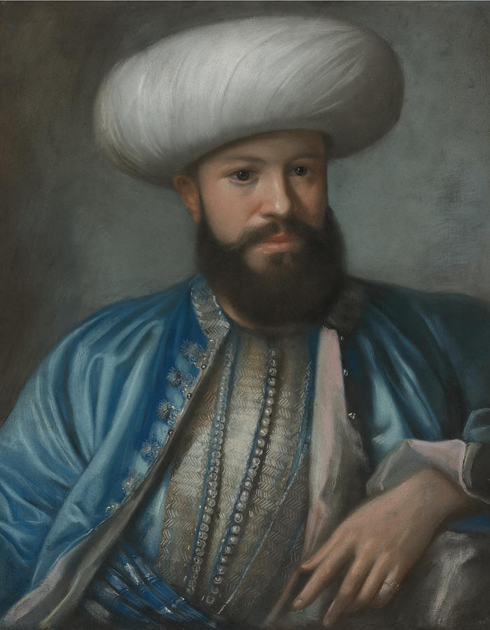 Portrait Of A Man In Turkish Costume Painting by Celestial Images