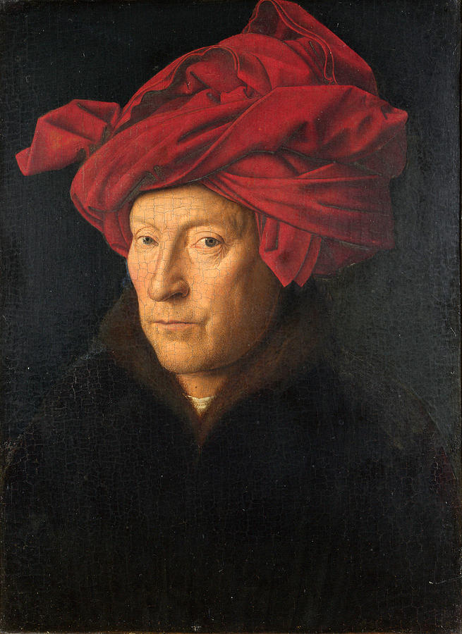 Portrait of a Man. Self Portrait Painting by Jan van Eyck
