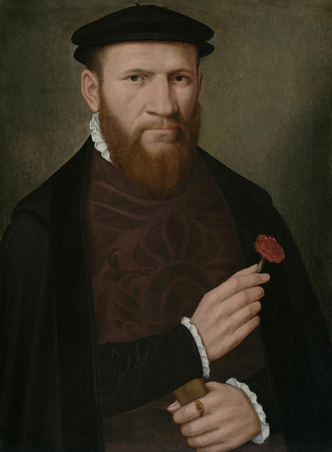 Portrait Of A Man With His Right Hand Painting by Master of the 1540s