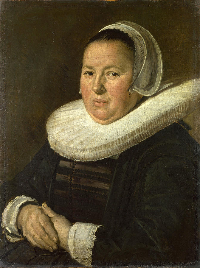 Portrait of a Middle-Aged Woman with Hands Folded Painting by Frans Hals
