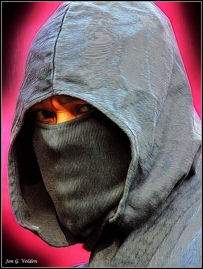 Portrait Of A Ninja Painting by Jon Volden