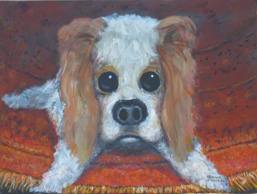 Portrait of a puppy Painting by Samuel Daffa