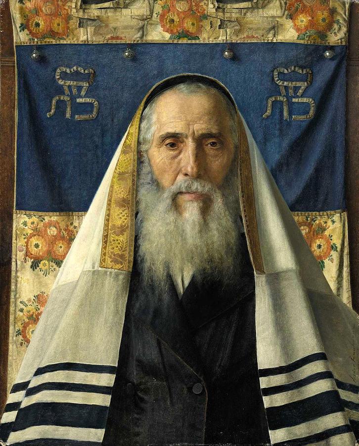 Portrait of a Rabbi with Prayer Shawl Painting by Isidor Kaufmann