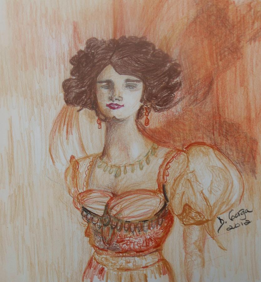 Portrait Of A Woman 1900's Pastel by Deborah Gorga - Fine Art America