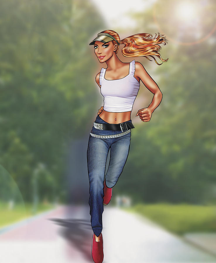 Portrait of a Woman Running in the Countryside Drawing by Leigh West