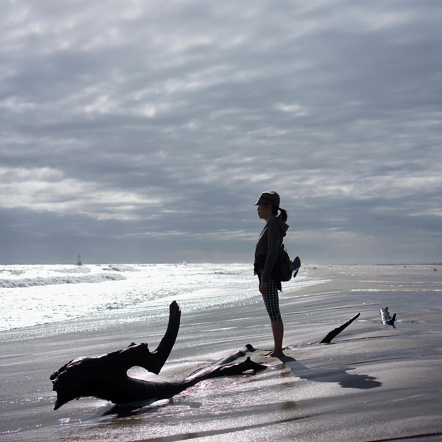 Portrait Of A Woman Staning On A Beach Photograph by Maciej Toporowicz, Nyc