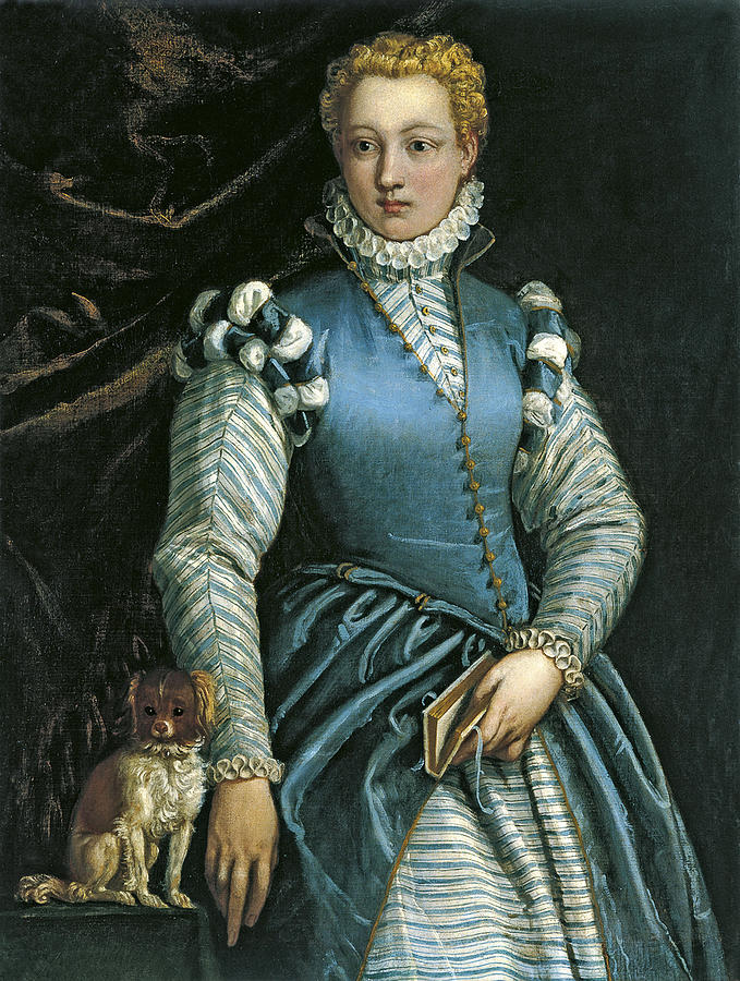 Portrait of a Woman with a dog Painting by Paolo Veronese