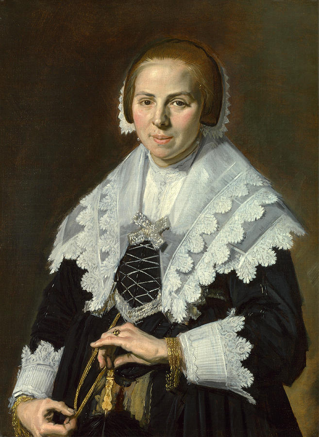 Portrait of a Woman with a Fan Painting by Frans Hals