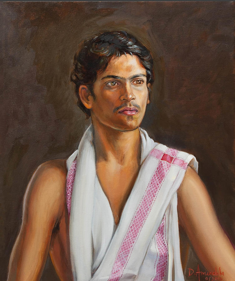 Portrait Painting - Portrait of a young Indian man by Dominique Amendola