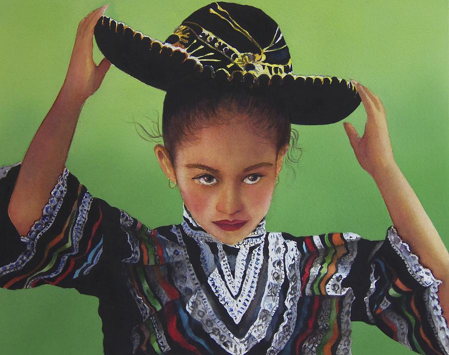 Portrait of a Young Mexican Girl Painting by Susan Santiago