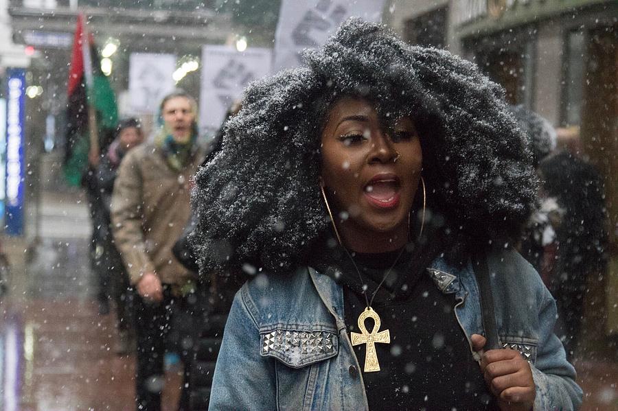 Portrait Of A Young Woman In Protest March In Snow Photograph by K. Lanier Lewid / EyeEm Portrait Of A Young Woman In Protest March In Snow Photograph by K. Lanier Lewid / EyeEm