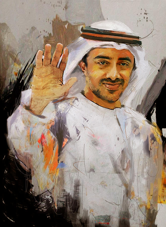 Uae President Painting - Portrait of Abdullah bin Zayed Al Nahyen  by Maryam Mughal