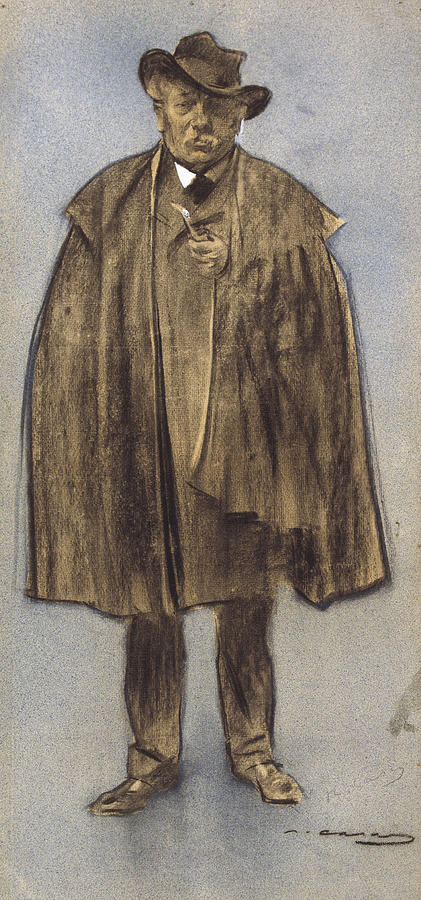 Portrait of Albert de Sicilia Llanas Drawing by Ramon Casas
