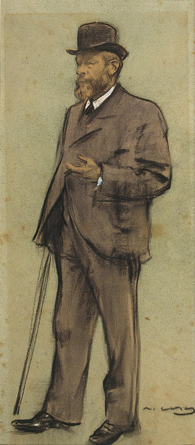 Portrait of Albrecht de Vriendt Drawing by Ramon Casas
